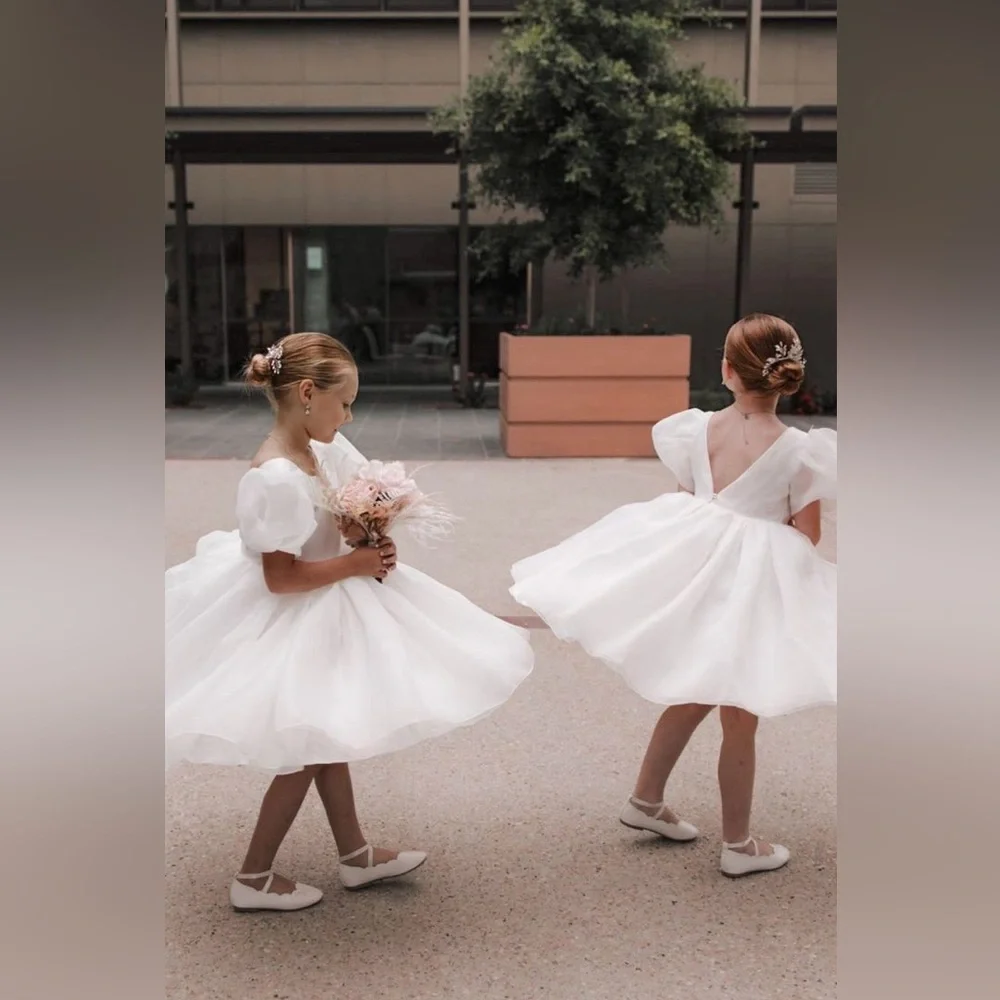NWT Girl’s Elegant Princess Puff Sleeves Party Dress in Ivory Size 9-10Y